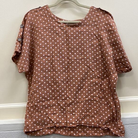 Lands Downunder women’s polka dot short sleeve blouse top - Picture 1 of 4